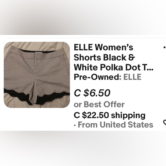 Elle women short black & white Swiss Polka dot tweed, scalloped hem! Size 8 - Picture 9 of 10